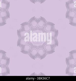 Displaying seamless abstract textile-style pattern featuring mandala-like motif in lavender tones Stock Photo