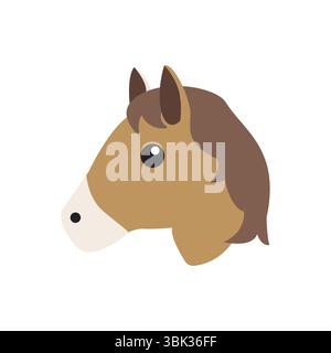 brown horse head emoji symbol sign icon vector illustration animal Stock Vector