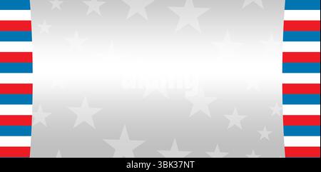 Silver gradient panel with white stars is being shown in flat patriotic design with stripe bars Stock Photo