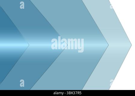 Five overlapping blue gradient chevron arrows are flowing across white background in flat design Stock Photo