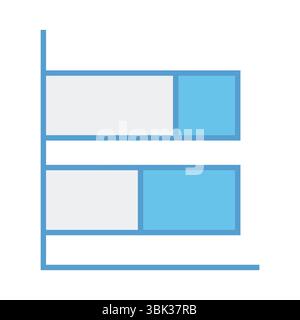 Two-tiered flat bar chart is showing gray and bright-blue blocks plus light-blue axis, copy space Stock Photo
