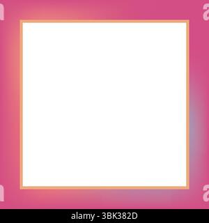 White square with orange border is floating on pink to purple gradient background, flat design Stock Photo