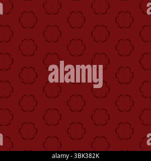 Repeating stylized circular motif pattern is filling flat design with solid crimson background Stock Photo