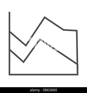Two-line chart vector icon is showing zigzag lines and vertical axis on plain white background Stock Photo