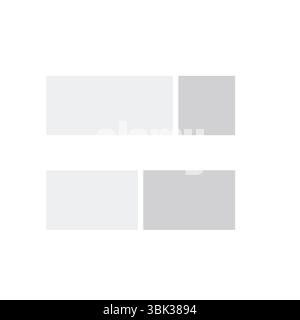 Flat design interface layout is showing on white canvas, featuring four grey placeholders Stock Photo
