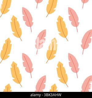 Simple and cheerful feather pattern in pastel colors, perfect for nursery, baby clothes, stationery or wrapping paper. Stock Vector