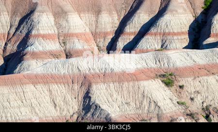 Rock formations with colorful pattern and stripes at Badlands national park, South Dakota, USA. Stock Photo