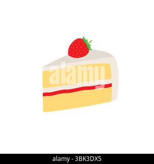 strawberry shortcake slice of cake emoji symbol sign icon vector illustration Stock Vector