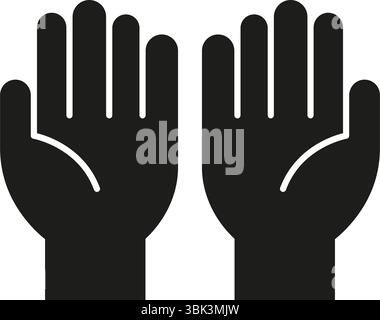 Two Raised Hands Solid Icon. High-Five Gesture, Celebration, And Agreement Silhouette Symbol. Unity And Cooperation Representation. Isolated Vector Stock Vector
