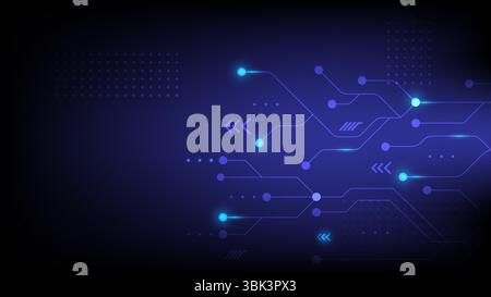 Abstract blue background featuring glowing circuit lines and data flow elements, Ideal for tech, innovation and digital network concepts, vector illus Stock Vector