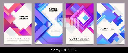 Folding ribbon cover. Modern abstract brochure design with geometric shapes, annual report layout, minimal portfolio magazine flyer template. Vector Stock Vector
