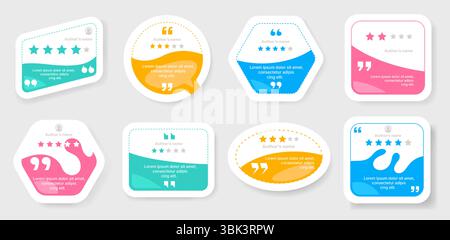 Quotes testimonial banner. Speech bubble quotation mark layout for feedback and testimony comment, creative infographic design element. Vector web Stock Vector