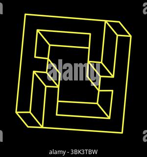 Impossible cube. Line design. Impossible shapes. Optical illusion objects. Optical art. Geometric figures.  Stock Vector