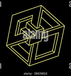 Impossible shapes. Web design element. Optical illusion objects. Line design. Geometric figures.  Stock Vector