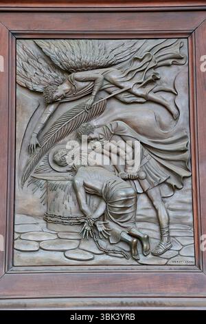 Beheading of a Christian in Rome and Saint Agnes who is protected by a ...