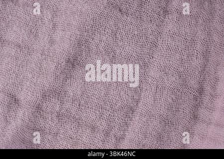 Purple Muslin Fabric Macro Texture, Soft Natural Textile Surface Stock Photo