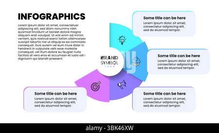 Infographic template with icons and 4 options or steps. Pie chart. Can be used for workflow layout, banner, diagram, webdesign. Vector illustration Stock Vector