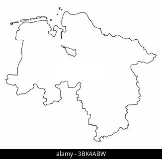 Lower Saxony outline map isolated on white background, Germany Stock Vector