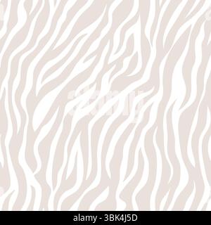 White and beige abstract tiger stripe seamless background. Abstract animal print. Vector illustration Stock Vector