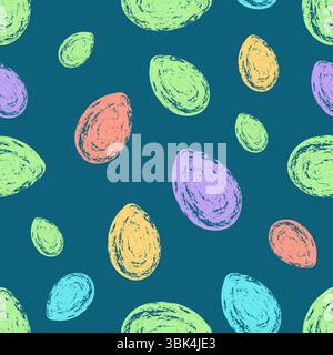 Elegant spring holiday vibes in a soft pastel design with an Easter egg pattern.Seamless pattern with a grunge texture. Minimalist design. Vector illu Stock Vector
