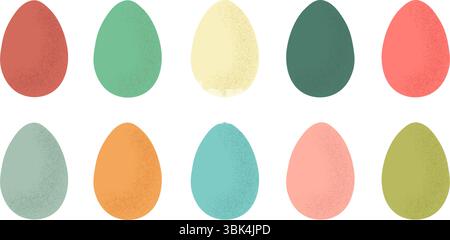 Set of cute colorful Easter eggs. Traditional religious Easter symbols. Decorative elements collection. Vector illustration Stock Vector