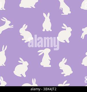 Seamless pattern with Easter bunnies. Decorative holiday wallpaper. Minimalist design. Vector illustration Stock Vector