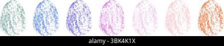 Pastel coloured Easter eggs with a grunge texture. Abstract and minimalist holiday design with a vintage artistic touch. Vector illustration Stock Vector