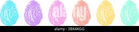 Pastel coloured Easter eggs with a grunge texture. Abstract and minimalist holiday design with a vintage artistic touch. Vector illustration Stock Vector