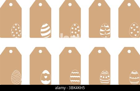 Set of price labels with Easter eggs. Craft paper or cardboard label for gift wrapping. Vector illustration Stock Vector