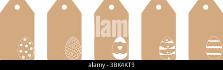 Set of price labels with Easter eggs. Craft paper or cardboard label for gift wrapping. Vector illustration Stock Vector