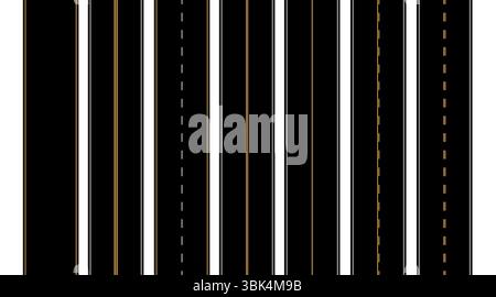 Seamless asphalt top view road track, highway yellow pathway types set flat vector isolated on white Stock Vector