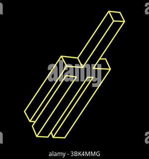 Impossible shapes. Optical illusion. Linear infinite objects. Abstract eternal geometric figures. Impossible geometry sign outline, black background Stock Vector