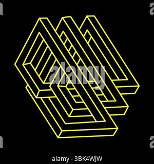 Escher style. Impossible shapes. Web design elements. Optical illusion objects. Line design. Optical art.  Stock Vector
