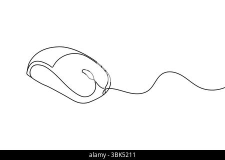 One line drawing of a computer mouse in minimal style clean isolated outline vector illustration Stock Vector