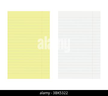 Set of vector realistic illustrations of a torn sheet of paper from a workbook with shadow, isolated. Stock Vector