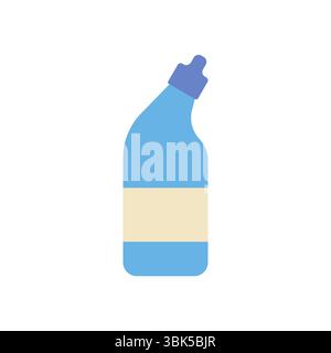 Blue cleaning bottle in a minimalistic design on a white background Stock Vector