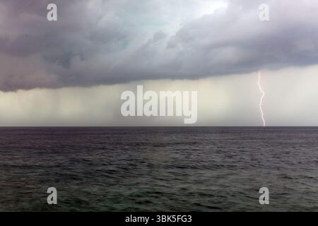 Large storm over the sea in croatia Stock Photo