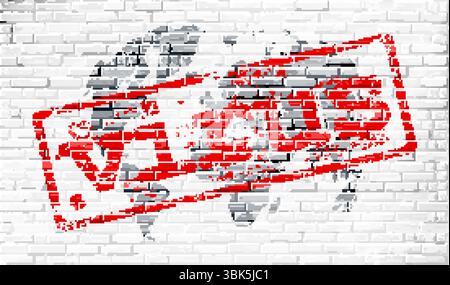 Coronavirus world panthenia abstract global concept in the form of a stamp on a planet painted on a brick wall Stock Vector