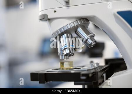 White microscope close up photo inside laboratory Stock Photo - Alamy
