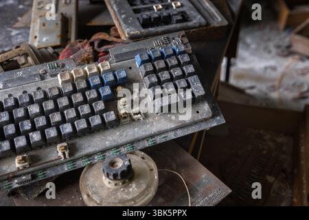 Dirty old mechanical keyboard close up photo Stock Photo