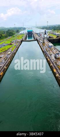 Panama Canal Gatun Locks connecting the Atlantic and Pacific Ocean in ...