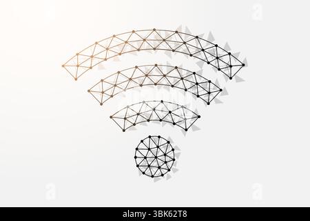 Wi-Fi low poly symbol with connected dots. Internet zone design vector illustration. Connection polygonal wireframe Stock Vector