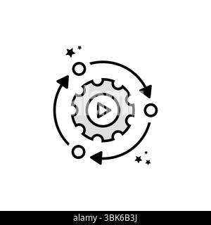 Gear and Circular Arrows Representing Ongoing Workflow Optimization and Automation in Technological Systems Stock Vector