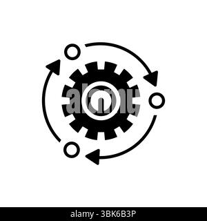 Gear and Circular Arrows Representing Ongoing Workflow Optimization and Automation in Technological Systems Stock Vector