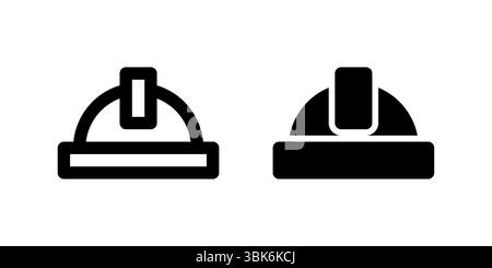 Helmet icon set illustrating safety headgear essential for workers in construction and engineering. Stock Vector