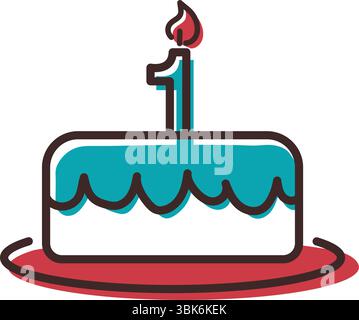 First birthday cake icon. Vector Stock Vector