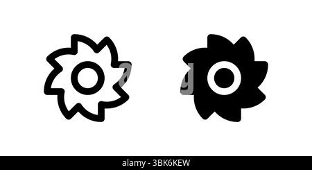 Saw icon set depicting cutting tool used in carpentry, woodworking, or construction work. Stock Vector