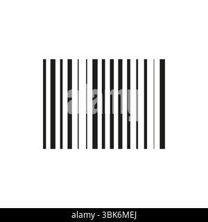 Barcode icon vector. Black vertical stripes. Product scan symbol. Code element shape. Stock Vector
