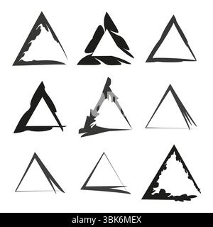Abstract triangle icon. Sharp edge vector. Black contrast shape. Rough border figure. Stock Vector