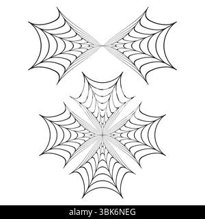 Spiderweb vector element. Geometric web shape. Symmetrical abstract design. Thin black lines. Stock Vector